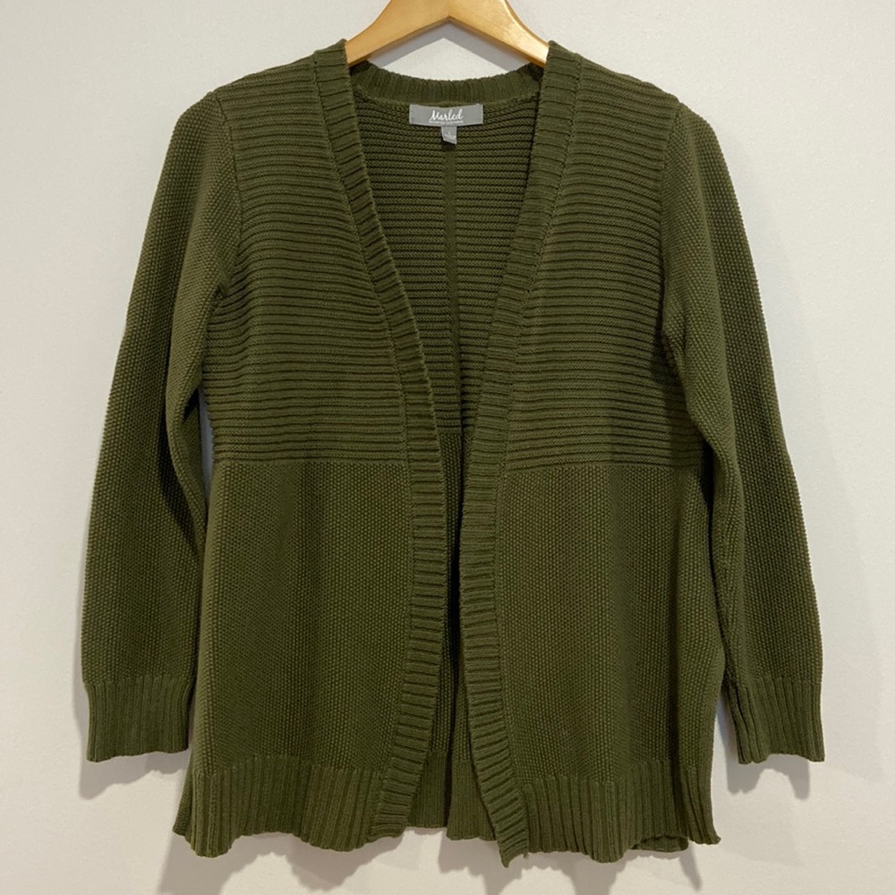 Marled Olive Green Cardigan Women Size L